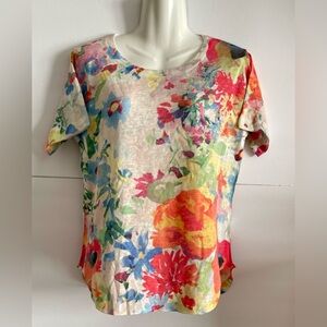 Nally & Millie Colorful Floral Short Sleeve Top